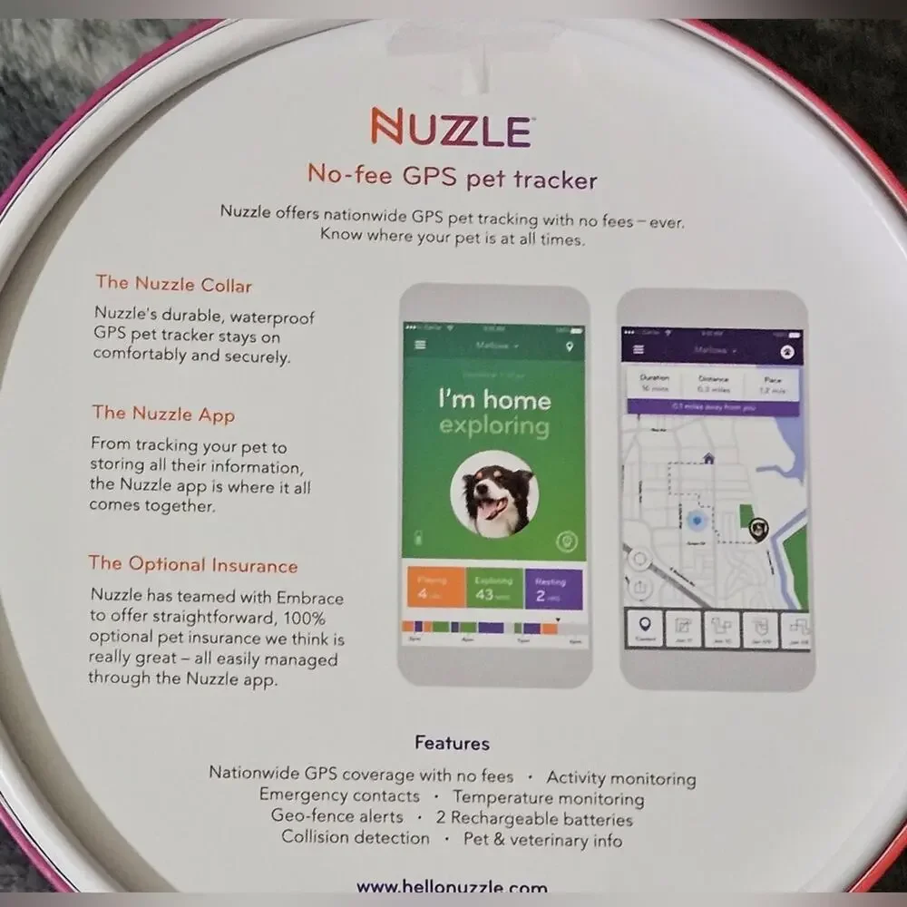 Nuzzle Large No Fee GPS Pet Collar